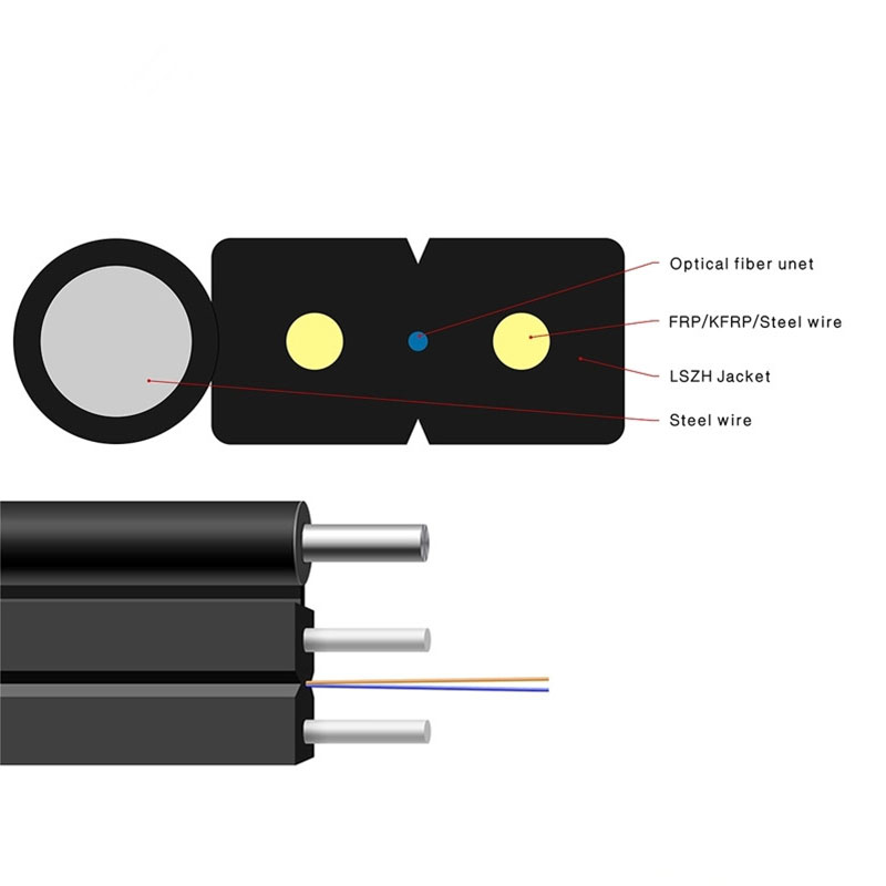 Outdoor FTTH Fiber Drop Cable With Steel Wire